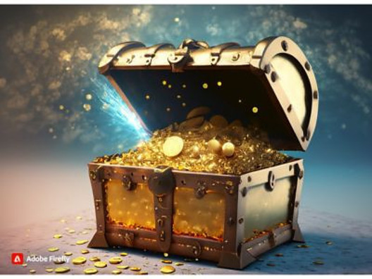 Open treasure chest overflowing