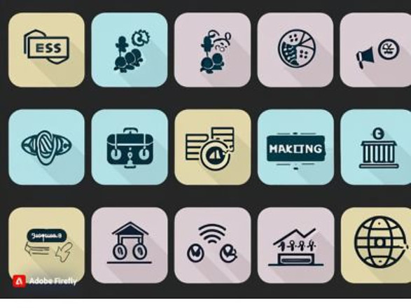 Set of icons representing popular online earning methods like affiliate marketing, freelancing, and dropshipping