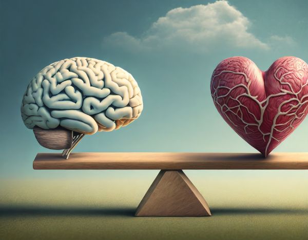 Top 10 Investment Mistakes you Might be Making! 6 A brain and a heart balncing symbolizing that you should balance your emotions and mind