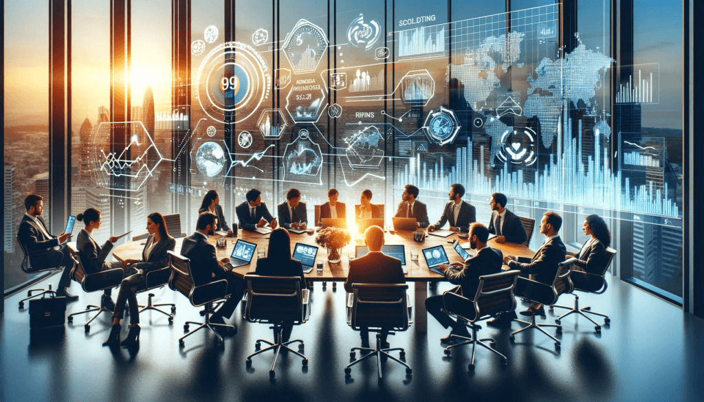 Unlock the Secrets: Finding Freelance Writing Clients Made Easy 2 -a-modern-conference-room-with-a-diverse-group-of-professionals-engaged-in-a-networking-event-with-a-digital-marketing-concept-overlay