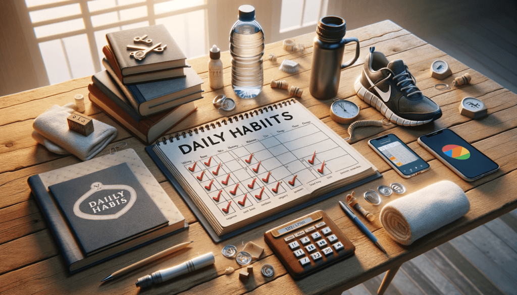 a table with elements representing daily habits
