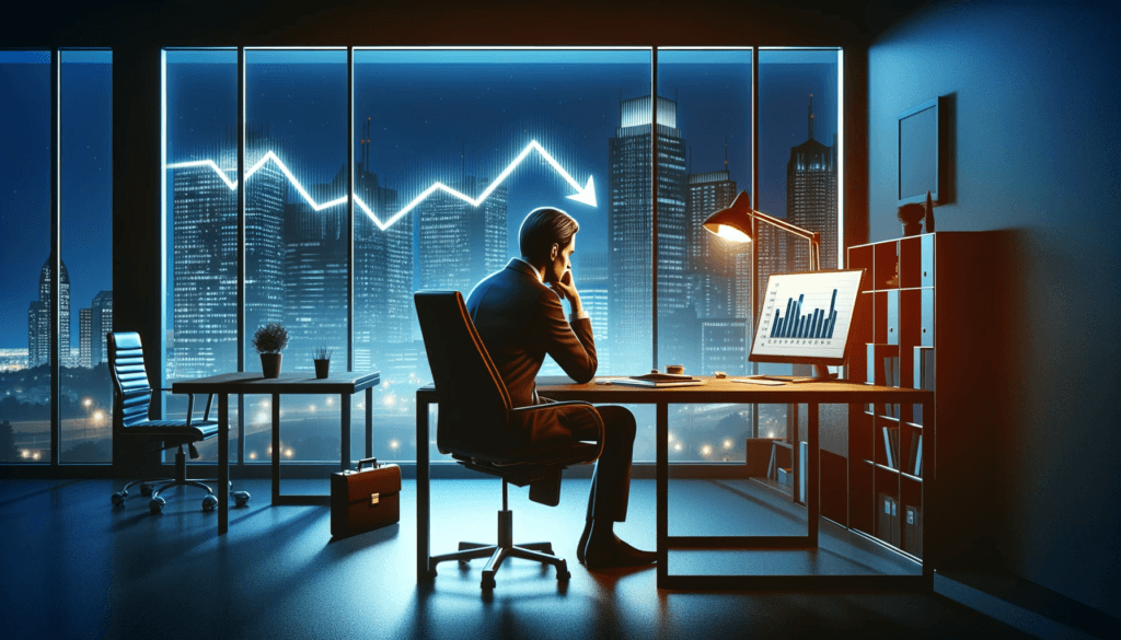 an-office-interior-at-night-with-a-large-window-overlooking-a-cityscape.-A-man-sits-at-a-desk-facing-away-from-the-viewer