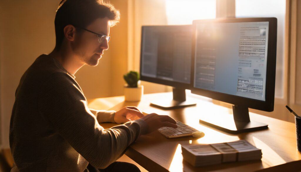 What Are Some Passive Income Streams? Our top 16 best picks! 5 Firefly A guy working in on his computer, and having multiple income streams, showing this by having multiple computers