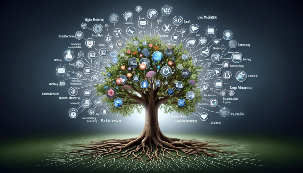 Here's How To Make Money Using Digital Marketing 3 A tree showing reaching out for different methods